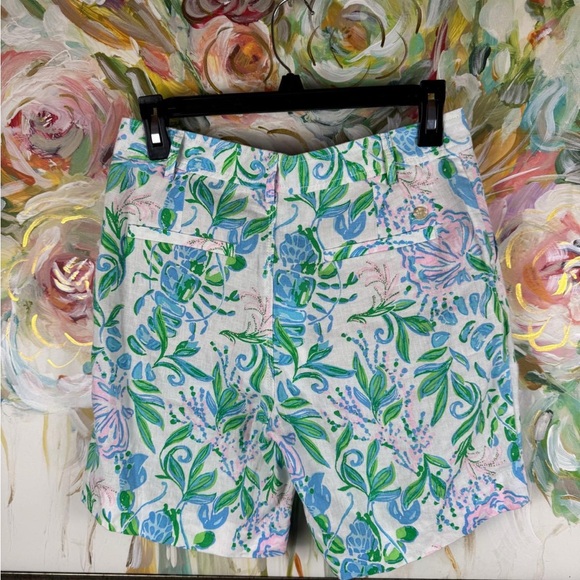 Lilly Pulitzer Aldora Linen Shorts Floral Print NWT Size 0 - Picture 8 of 10